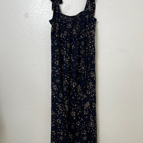 SOMA WKND Maxi Dress Soft Jersey Knit Tie Straps Navy Print Small (READ) - Picture 8 of 12